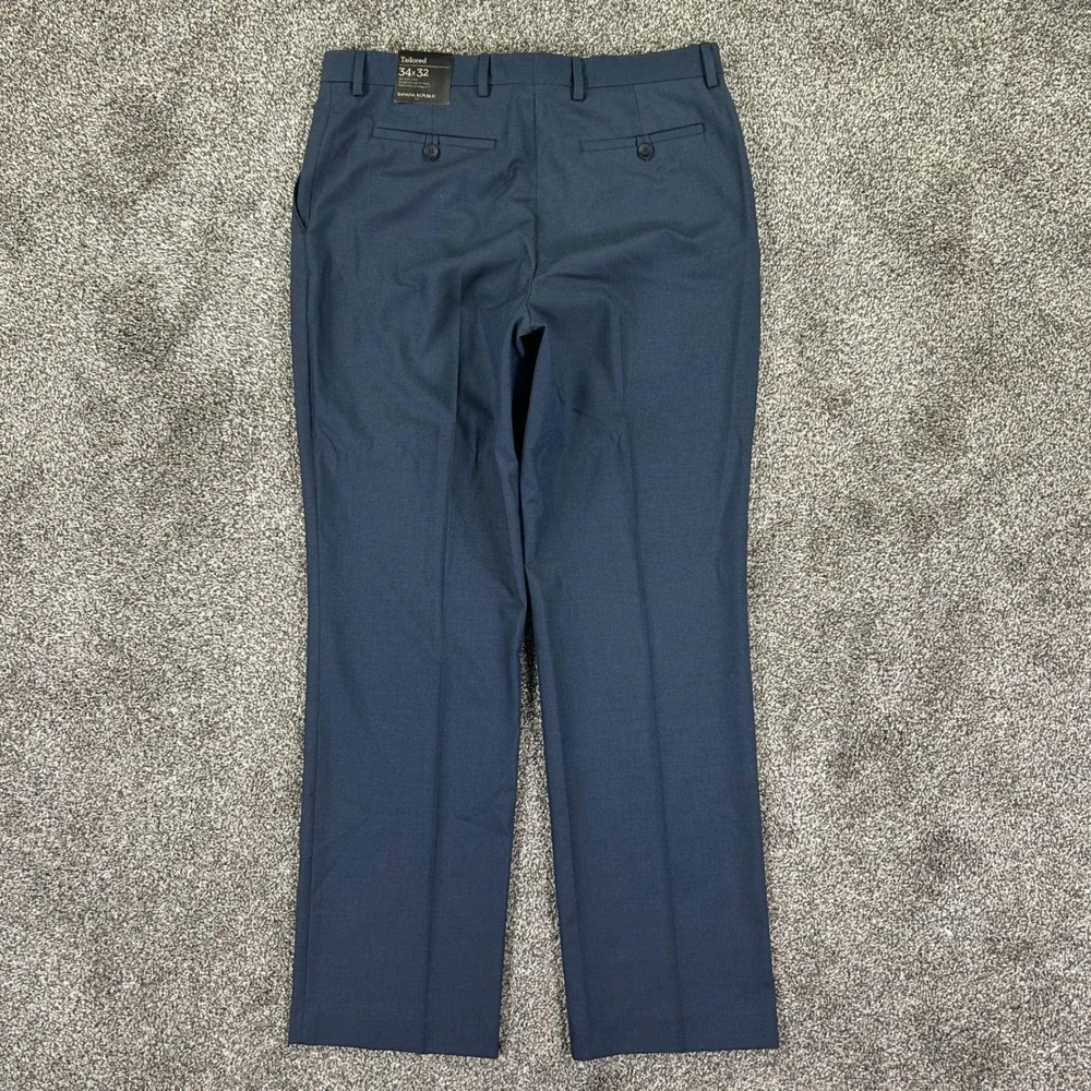 NEW Banana Republic Mens‎ Tailored Fit Dress Pants Navy Blue 34x32 924244-00-1
